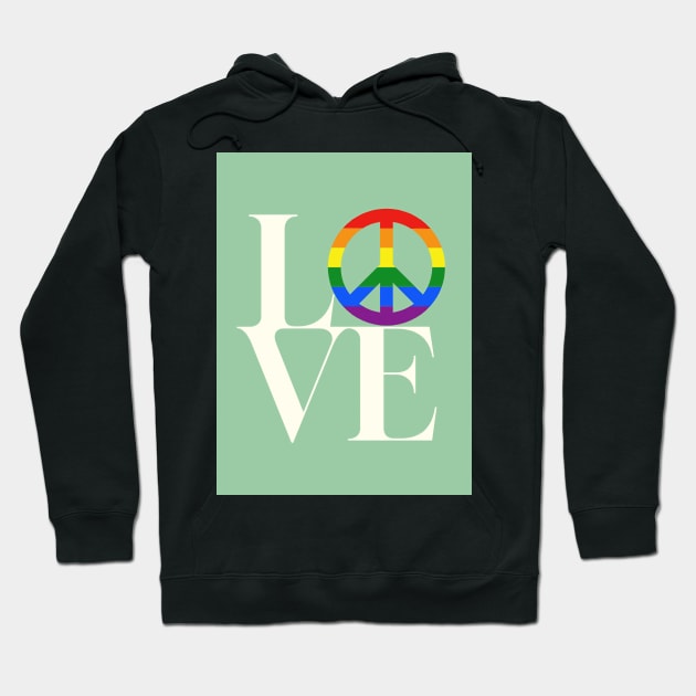 Peace and love - symbol for diversity and inclusion in green Hoodie by punderful_day